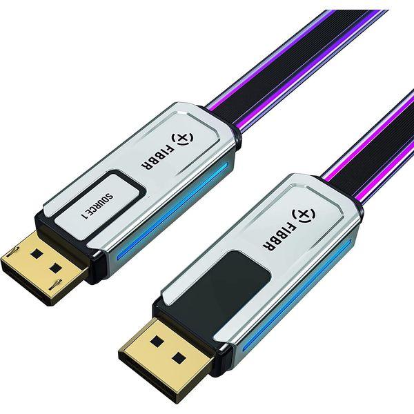 FIBBR DP 1.4 Cable, 32.4Gbps Ultra High Speed DP to DP Male to Male Displayport Cable Supports 8K@60Hz, 4K@144H, 2K@165Hz Compatible for Laptop PC TV (2m/6.56ft) 0