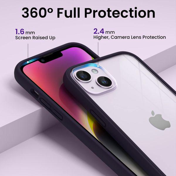 ORNARTO Compatible with iPhone 14 Plus Case 6.7",Bumper Case with 2 x Screen Protector Liquid Silicone Gel Rubber Case Full Body Protection Removable Clear Back Cover for iPhone 14 Plus-Black 3