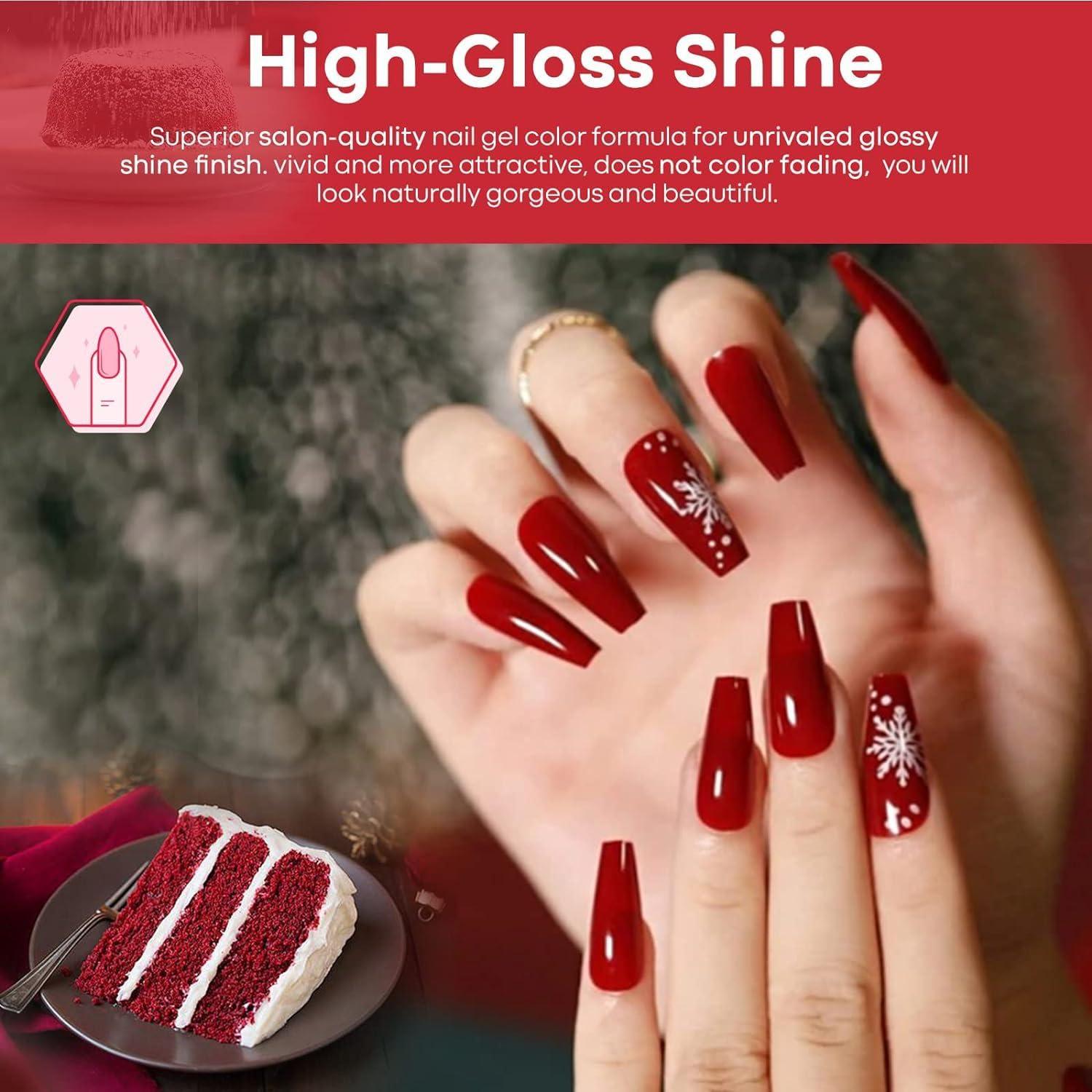 GZMAYUEN Red Gel Nail Polish Shellac Dark Red 6 Colours Red Nails UV Gel 10 ml Shine Red Nail Gel Polish Set Dark Red Shellac Nail Polish Set 3