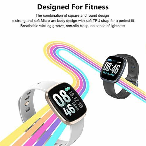 Smart Watch, Fitness Tracker Watch Touch Screen with Blood Oxygen Pressure Heart Rate Sleep Monitor Pedometer Call SMS SNS Alert Music Control Waterproof for Men Women Compatible with Android IPhone 2