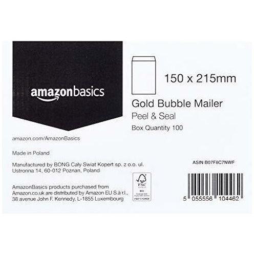 AmazonBasics Bubble Mailer, Gold, 150 mm x 215 mm, 100 Pack 1