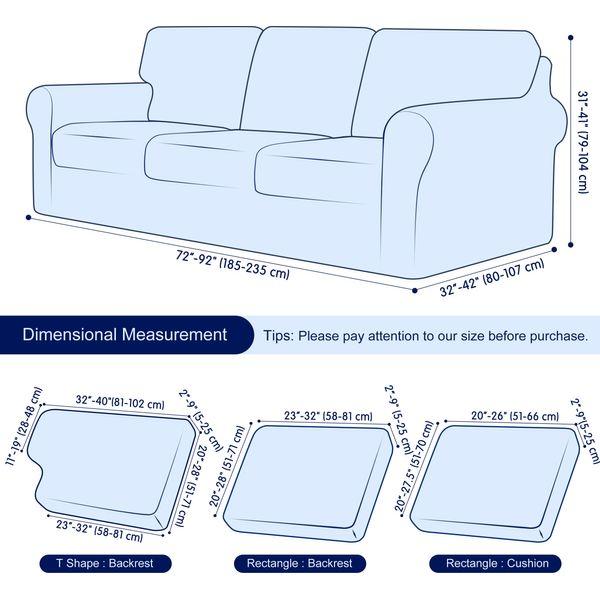 subrtex 3-Seater Sofa Cover with 3 Separate Cushions and 3 Backrests Covers, 7 Pieces Stretch Sofa Slipcover Replacement Furniture Protector (Sofa, Light Blue) 3