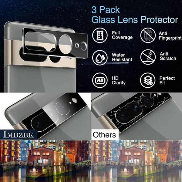 IMBZBK [3+3 Pack UV for Google Pixel 7 Pro Screen Protector Tempered Glass Accessories 3 Pack UV Glass with 3 Pack Camera Lens Protector for Pixel 7 Pro 5G Case Friendly Support Fingerprint Reader 4