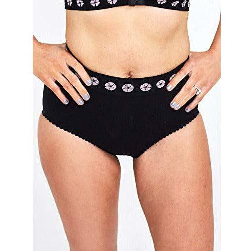 Theya Healthcare Petal Bamboo High-Waisted Comfort Briefs in Black, Post Surgery Knickers (L) 0