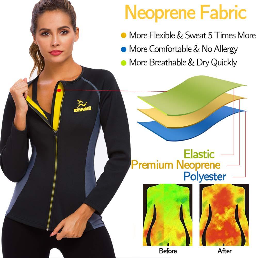 SEXYWG Sauna Suit for Women Sweat - Neoprene Slimming Jacket Zipper Long Sleeve Hot Suits Waist Trainer Top Body Shaper 1