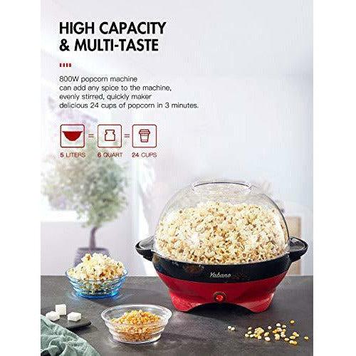 Yabano Popcorn Maker, 5L Popcorn Popper Machine, Nonstick Plate, Electric Stirring with Quick-Heat Technology, Cool Touch Handles, Healthy Less Fat, 800W 3