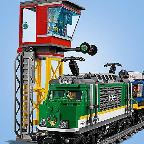 LEGO 60198 City Cargo Train Set Battery Powered Engine for 6 Year Old, RC Bluetooth Connection, 3 Wagons, Tracks and Accessories 1