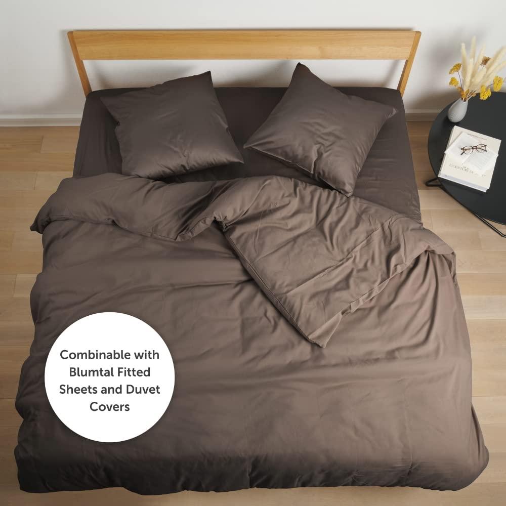 Blumtal Bedding Super King Duvet Set - 100% Cotton Sateen like egyptian cotton Duvet Covers, 400 Thread Count Bedding, 2x 50 x 75 cm Pillow Cases and Zips, 260 x 200 cm, Brown 3