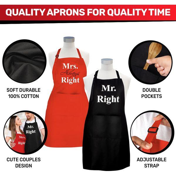 Prazoli Products Mr Mrs Apron Set - Engagement Gifts, Wedding & Bridal Shower Gifts for Couple - Saucy & Spicy 3