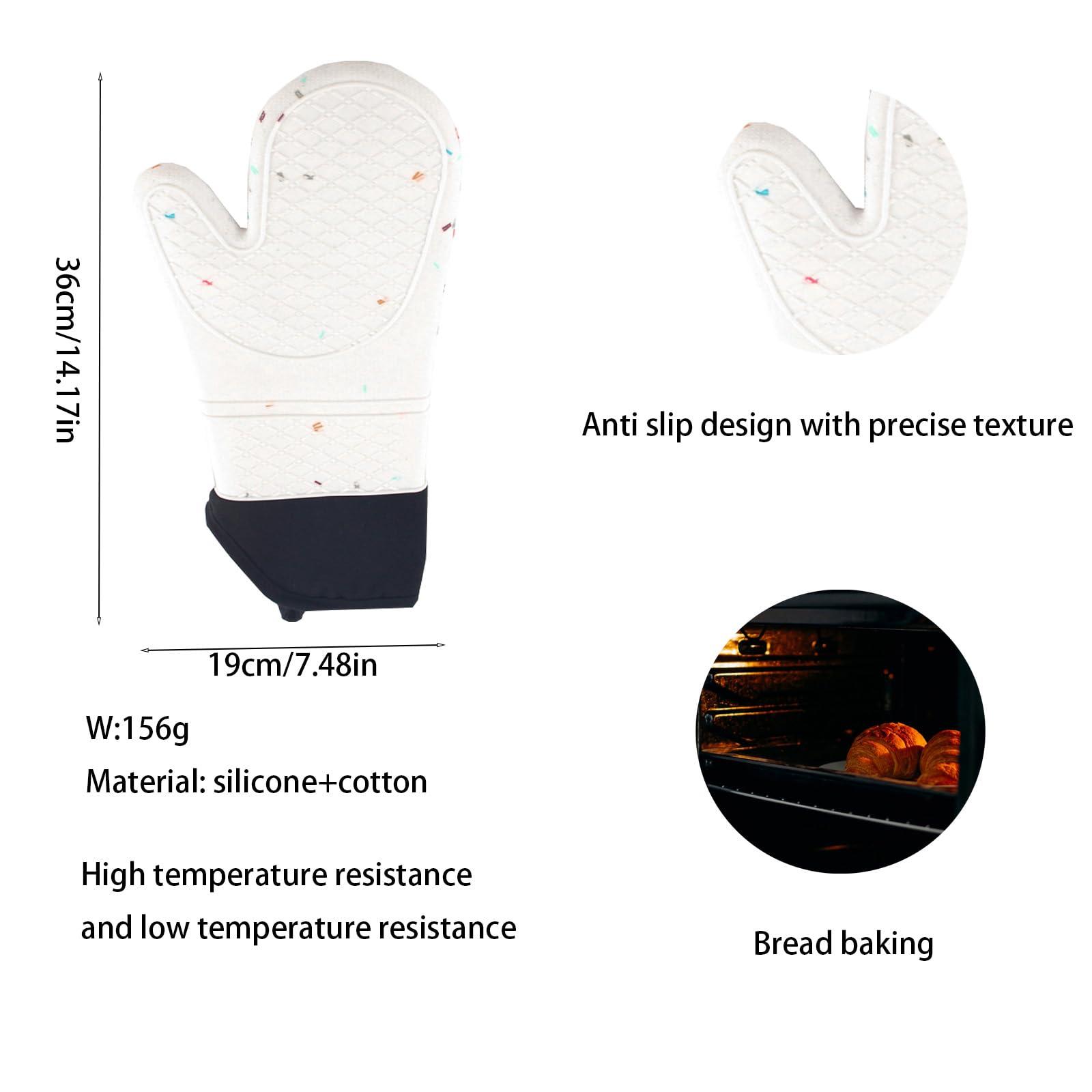 XFDXKLY Rainbow Grain Silicone Oven Gloves,Oven Mitts,Heat Resistant and Insulated for BBQ, Baking, and More (2 Pieces) 1