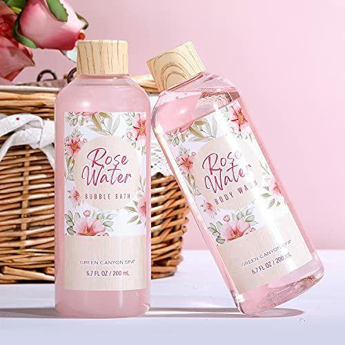 Green Canyon Spa Gift Basket For Women,11 Pcs Set of Rose Water Home Spa Set with Body Lotion, Hand Cream, Essential Oil, Ideal Gifts for Christmas, Thanksgiving Day, Birthday Gifts for Women 1