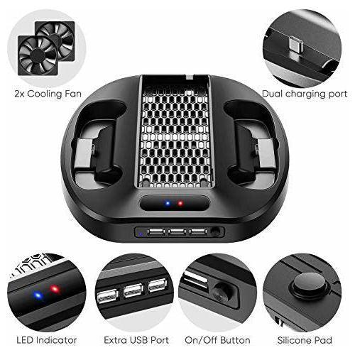 FASTSNAIL Cooling Stand Compatible with Xbox Series S Console, Xbox Series S Vertical Stand with Cooling Fan Cooler, Dual Charging Dock Compatible with Xbox Series Controller Charger Docking Station 2