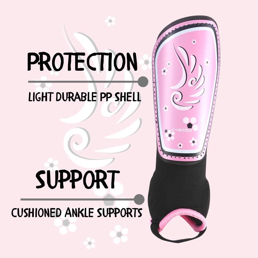 CybGene Shin Pads for Kids Junior Boys Girls Football Shin Guards for Youth Children Protective Equipment with Adjustable Straps and Ankle Support Football Gifts Black S 1