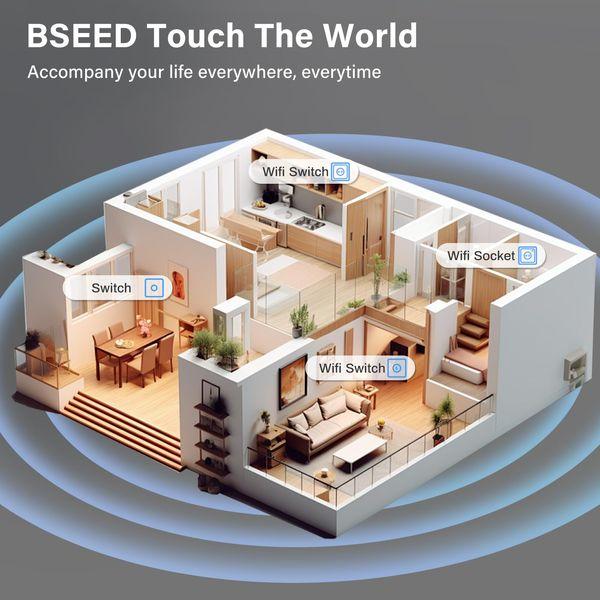 BSEED Touch light Switch Glass Panel Cross Switchable Wall Light Switch Screwless 10 Amp 240 V Standard Switch LED Lamp Compitable 1 Gang 2 Way Whtie 4