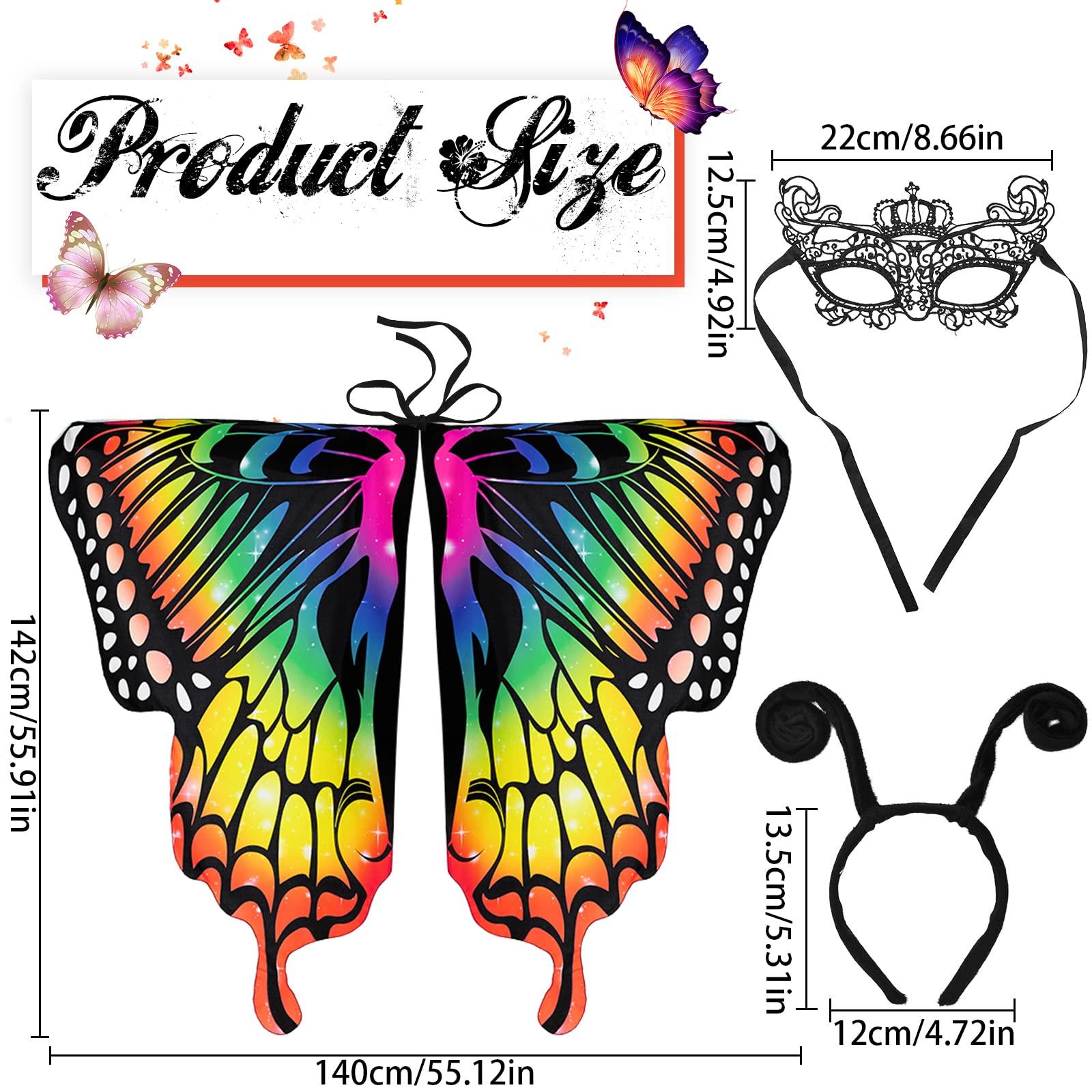 Pipihome Butterfly Wings Shawl for Womens Girls, Butterfly Costumes Fairy Wing Cape, Dance Party Photo Fairy Ladies Nymph Pixie Cosplay Dancing Accessory Cape Dresses Bikini Cover-Up (Colorful) 1