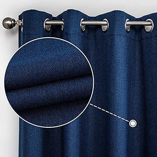 CUCRAF Full Blackout Curtain 2 Panels Eyelet Thermal Insulated Linen Look Blackout Curtains Sun Blocking/Noise Reducing Window for bedroom Curtain 46" x 90", Blue 0