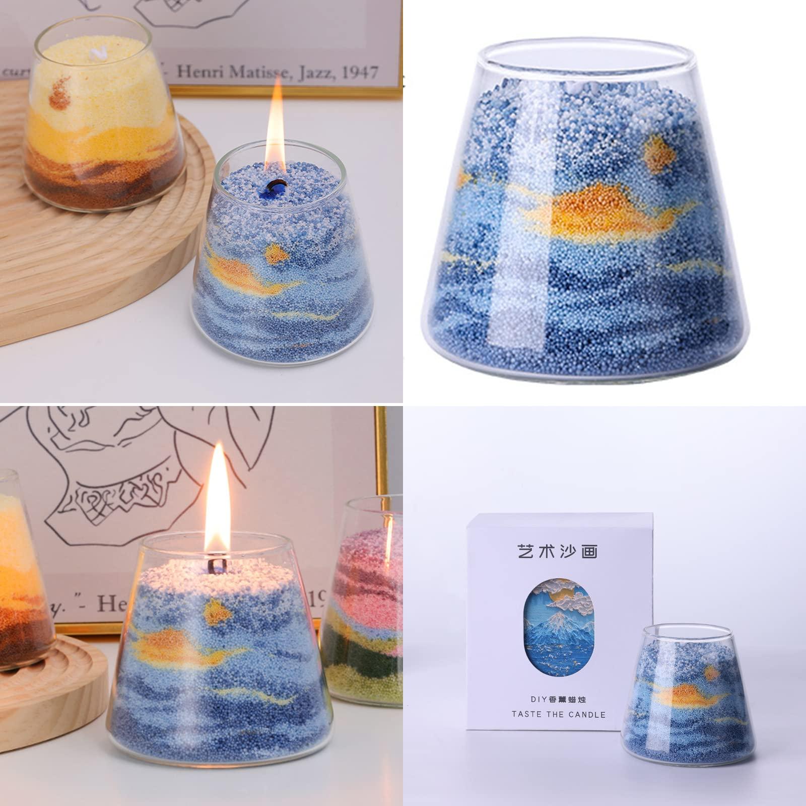 Soulnioi Aromatherapy Gift Set of Scented Candle DIY Sand Painting Scented Candle Wild Bluebell Cologne Aromatherapy Wax Tablet Oval Dry Flower Wax Wardrobe Hanging for Souvenir Birthday Women Gift 3