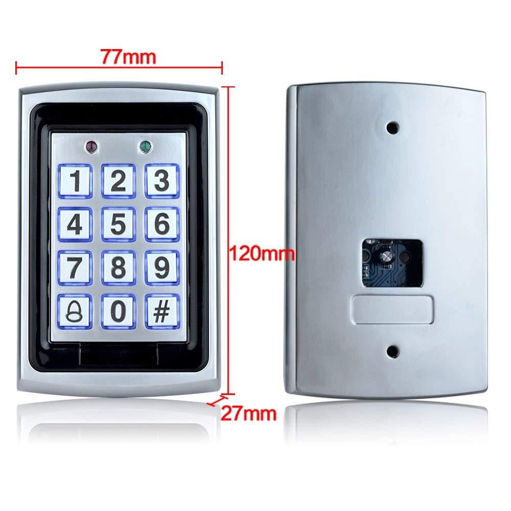 YAVIS RFID Metal Waterproof Access Control Keypad for Door Controller Outdoor and Indoor Support 1000 User+ Waterproof Cover+10pcs Keyfobs 3