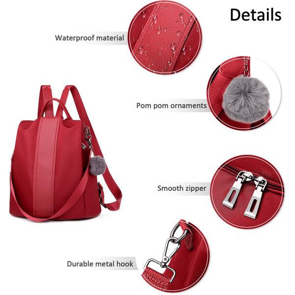 DORRISO Women Backpack Fashion Ladies Handbag Cute Shoulder Bag Lightweight Casual Travel Daypack Impermeable Anti-Theft Rucksacks Red 4