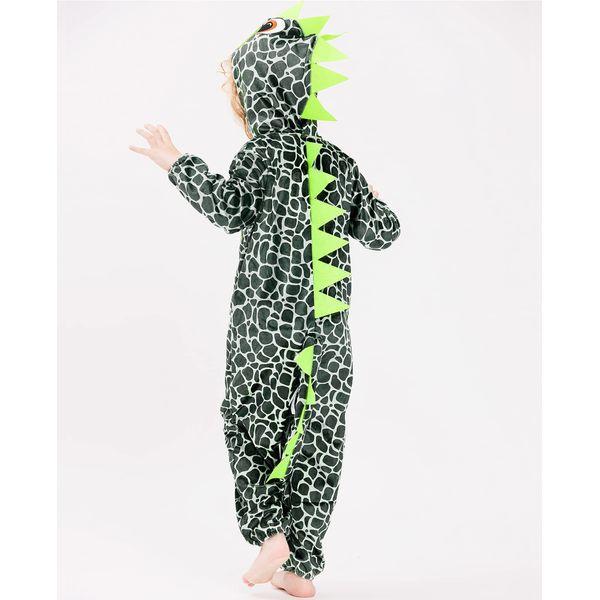 IKALI Baby Dinosaur Costume, Toddler Dragon Fancy Dress Outfit, Animal Hooded Onesie Green 73/6-12M 2