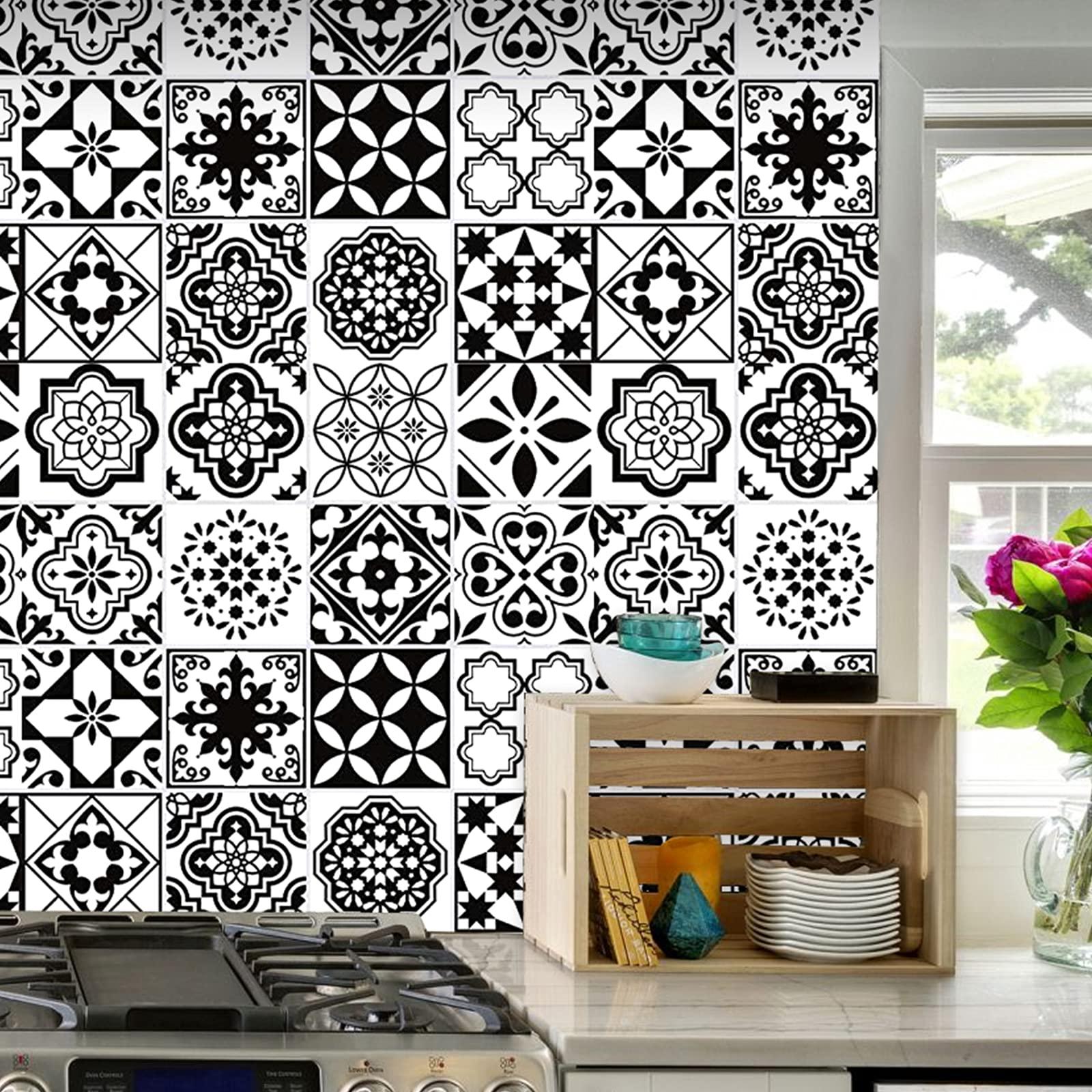 Tile Stickers self-Adhesive, Tile Film for Kitchen Bathroom, Decorative Tile Film for Bathroom and Kitchen (15X15cm 64pcs) 3