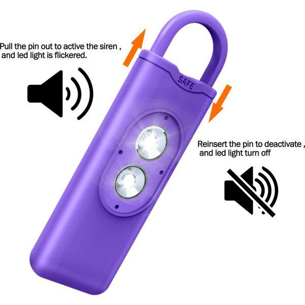 Ceozon Personal Alarms for Women 130dB Siren Personal Safety Alarm for Elderly Kids Girls with Dual Strobe Light Purple 2