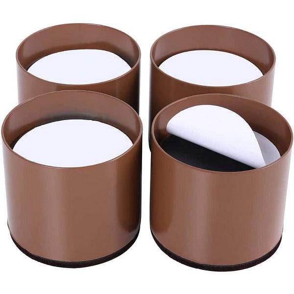 Ezprotekt 2 Inch Round Bed Risers Heavy Duty Stackable Furniture Risers - Solid Steel Bed Furniture Risers Post for Couch Bed Table Protect Wood & Carpet Surface, 3.15 x 3.15x 2 Inch(4 Pack, Brown) 0
