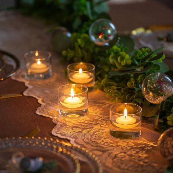 Votive Glass Christmas Candle Holders - Romadedi 24 Bulk Clear Tealight Holder for Floating Tea Light Candles for Dinner Table Centerpiece Wedding Party Decor，5.7 X 5 Cm 2
