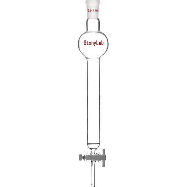 StonyLab Borosilicate Glass Chromatography Column with Reservoir and Fritted Disc, 500mL Capacity, 24/40 Outer Joint