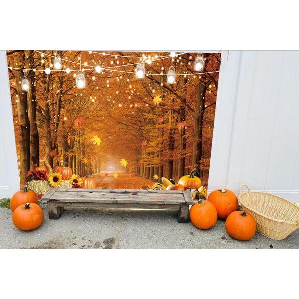 Thanksgiving Fall Photography Backdrop Autumn Forest Maple Leaves Photo Background Farm Harvest Event Thanksgiving Party Decorations Photo Booth Props 8x6FT 2