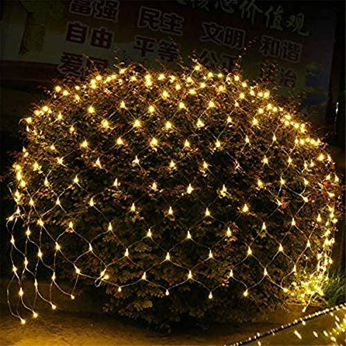 [Remote,Timer] Backyard Bedroom LED Net Lights,Battery Powered Fairy Lights String Outdoor Waterproof,Dimmable,8 Modes,Ceiling Wall House Garden Patio Tree Decor(3m x 2m 200 LEDs,Warm White) 4