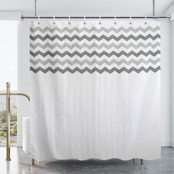 YISURE Extra Wide Shower Curtain, Grey Chevron Shower Curtain, Mildew Resistant Machine Washable Shower Curtain Width 240 x Height 200cm 0