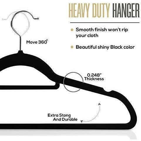 Utopia Home [50 Pack] Premium Velvet Hangers - Heavy Duty - Non Slip - Velvet Suit Hangers with Tie Bar (Black) 4