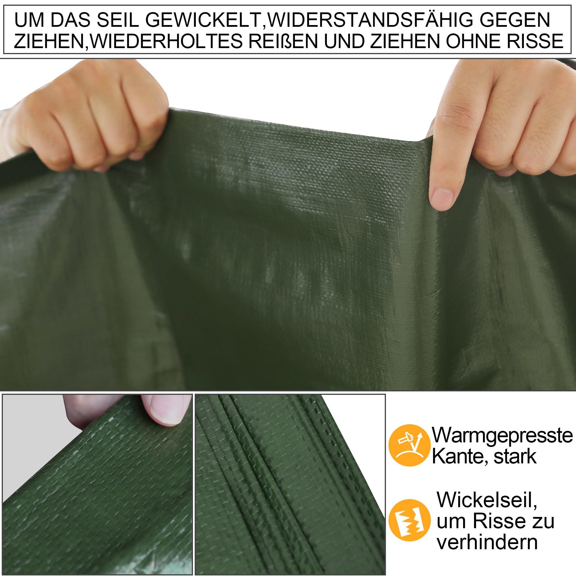 STARPYNG Tarp Cover Waterproof,180g/m² Heavy Duty Poly Tarps Cover Suitable for Reinforced Edges of roofs, Camping, Patios, Swimming Pools, Boats (Green-180gsm, 6m x 8m) 4