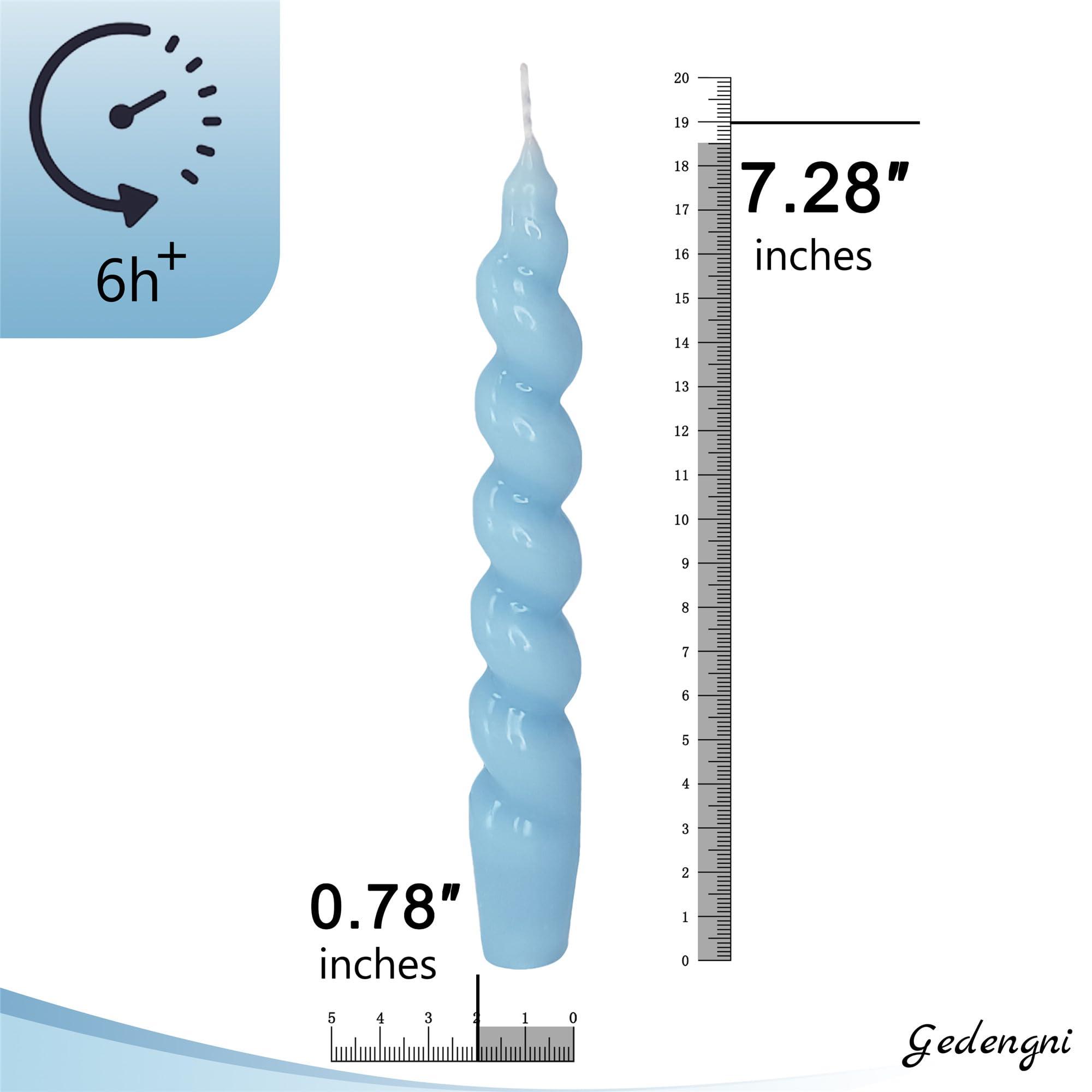 Gedengni Short Taper Candle Blue Candlesticks - 7.5inches Spiral Tapered Candles Twist Candle Sticks for Wedding Home Table Decoration 3