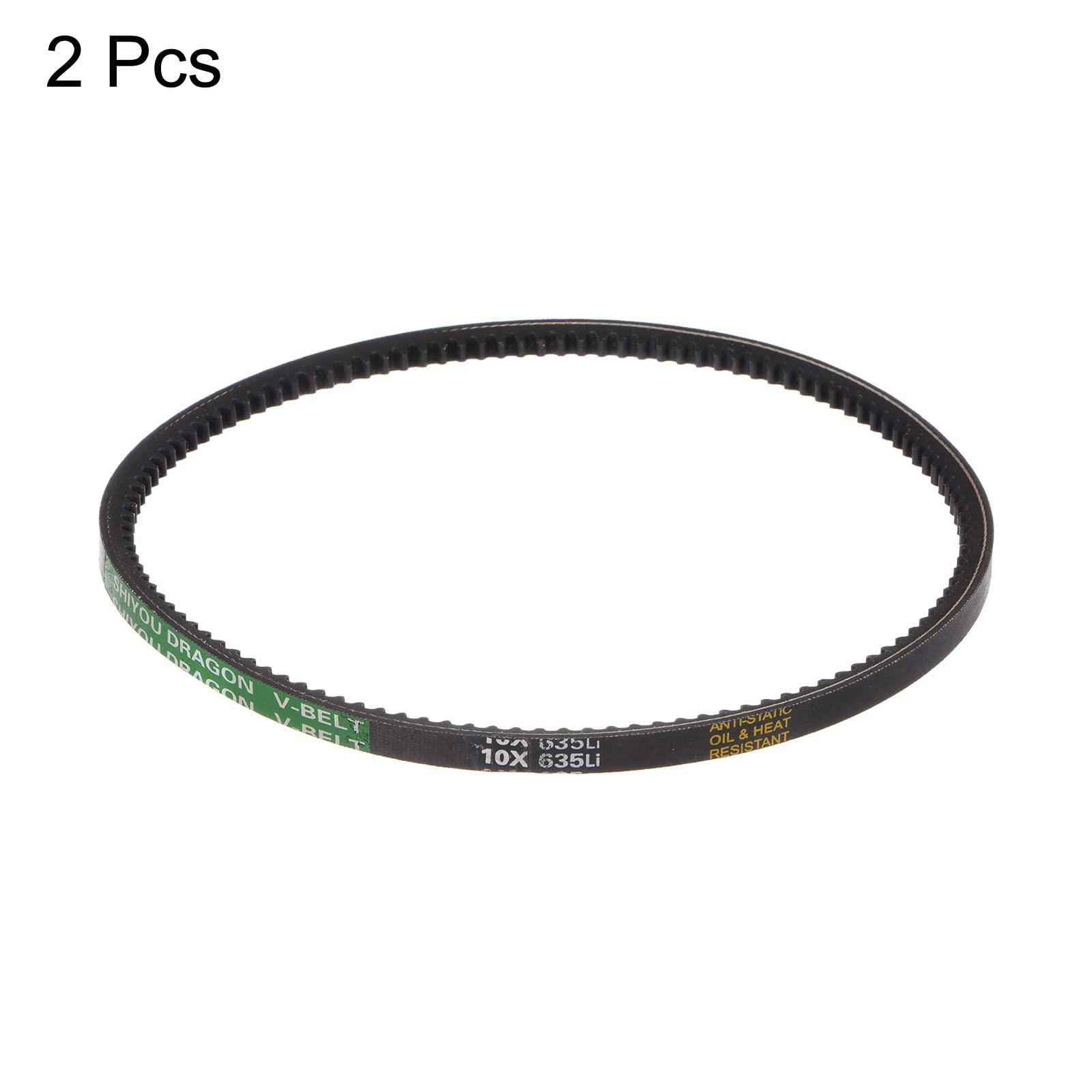 sourcing map 2pcs AV10 Cogged V-Belts 635mm Inner Girth 10mm Width 8mm Thick Rubber Drive Belt for Power Transmission 2