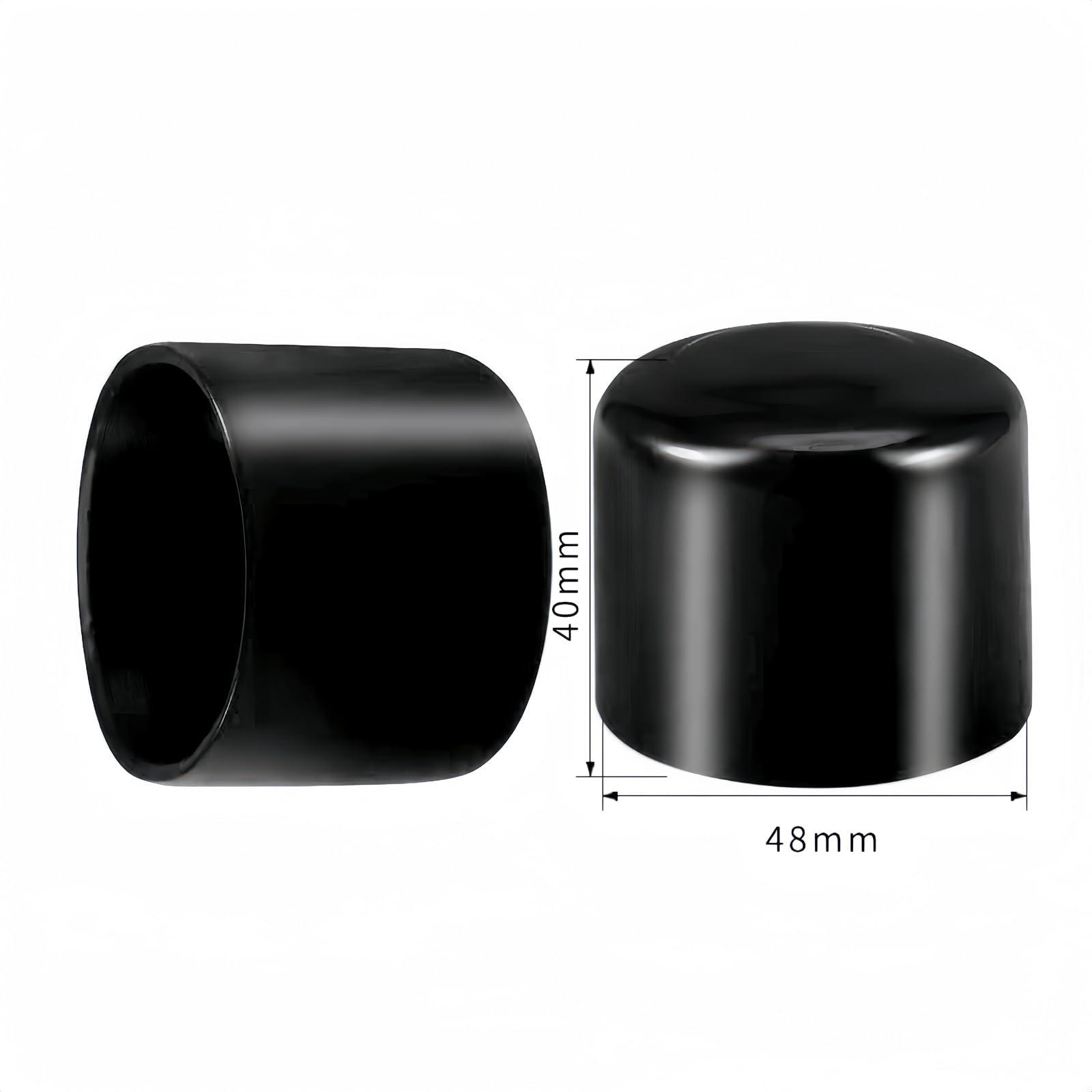 Boxonly Screw Thread Protectors PVC Rubber Round Tube Bolt Cap Plastic End Cap Cover Inner Dia.48mm Black 100Pcs 3