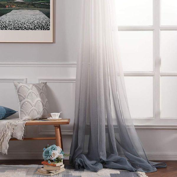 MIULEE 2 Panels Solid Color Sheer Window Curtains Smooth Elegant Window Voile Panels Drapes Treatment for Bedroom Living Room 55 W x 69 L Inch Grey 3