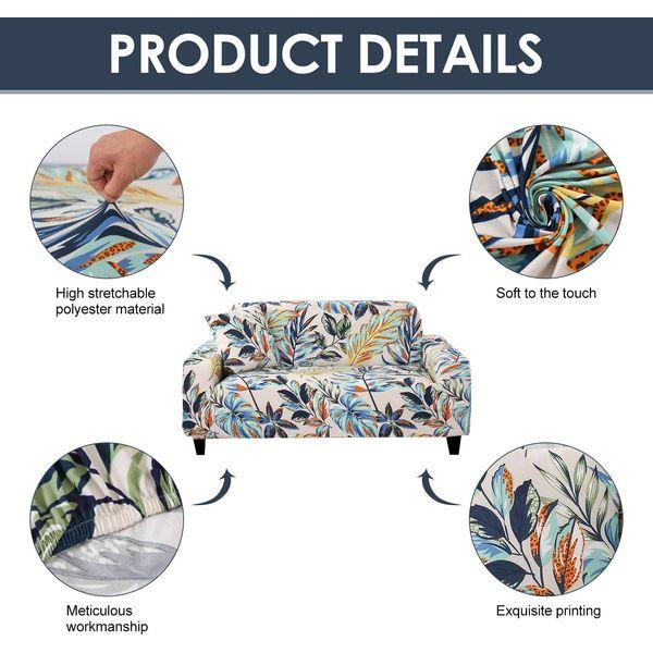 JOYDREAM 1-Piece Stretch Sofa Cover Non-Slip Couch Slipcovers Elastic Furniture Protector for Armchair/Couch Soft Fabric Settee Covers Couch Cover with 1 Cushion Cover (X-Large, Rainforest leaves) 2