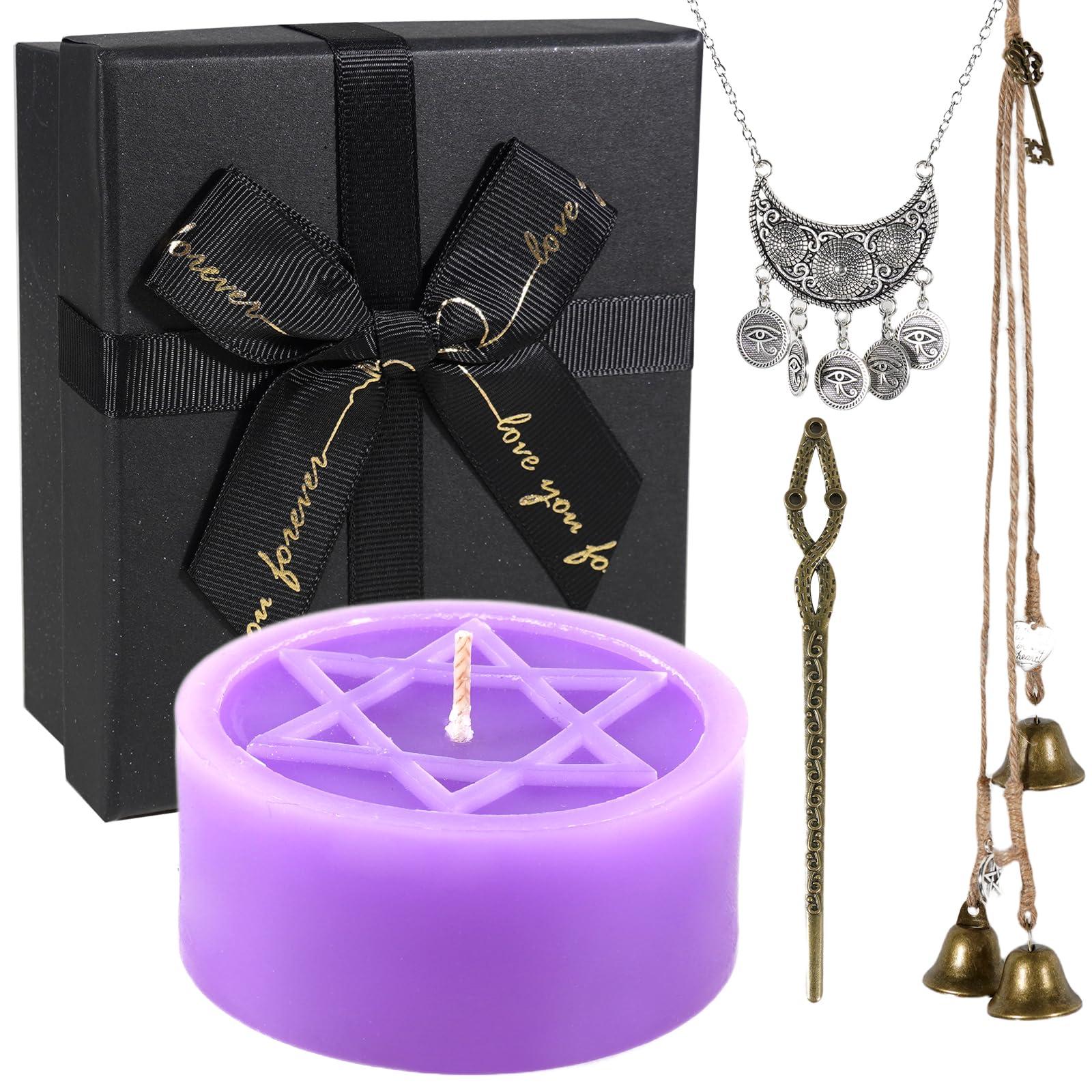 Soulnioi Witchcraft Ritual Magic Rune Candle Set (Pentagram), Gift for Divination, Meditation, Amulets (H) 0