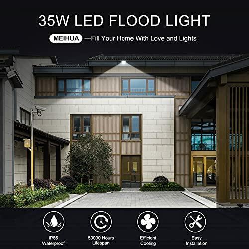 MEIHUA Led Floodlight Outdoor 35W Security Lights IP66 Waterproof 3000 Lumens Daylight White 6500K LED Outdoor Flood Lights Wall Light for Garden, Yard, Garages, Warehouse, Patio, Billboard - 2 Pack 1