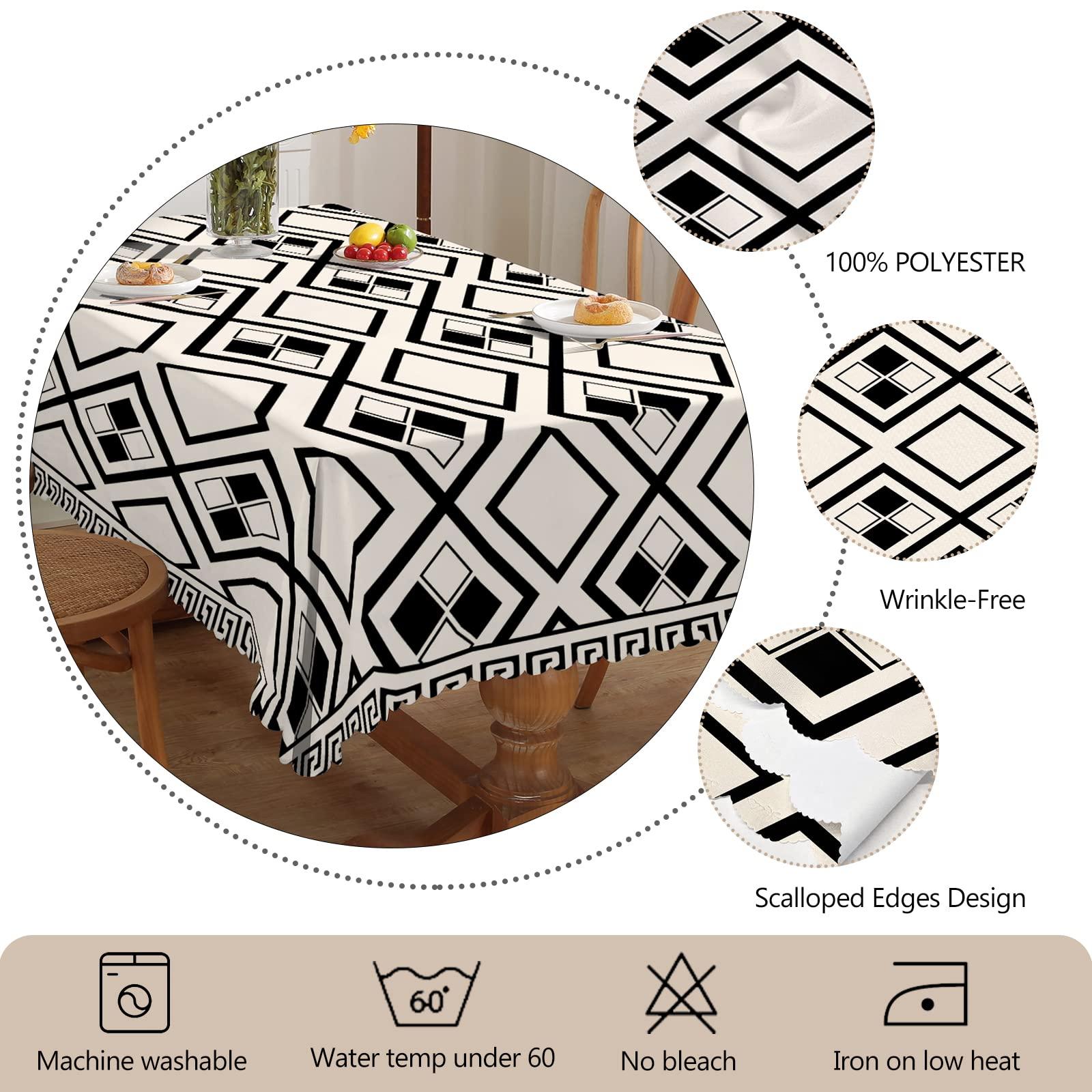 Rectangular Tablecloth Boho Wipeable Tablecloths Polyester Wipe Clean Table Cloth Water Resistance Table Cover for Home Dining Kitchen Party 3