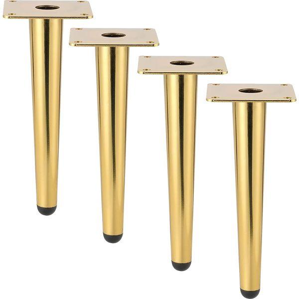 12 inch Metal Furniture Legs, Btowin 4Pcs Mid Century Modern Round Straight Tapered Furniture Feet Brushed Nickel Finish for Cabinet Sofa Table Bed