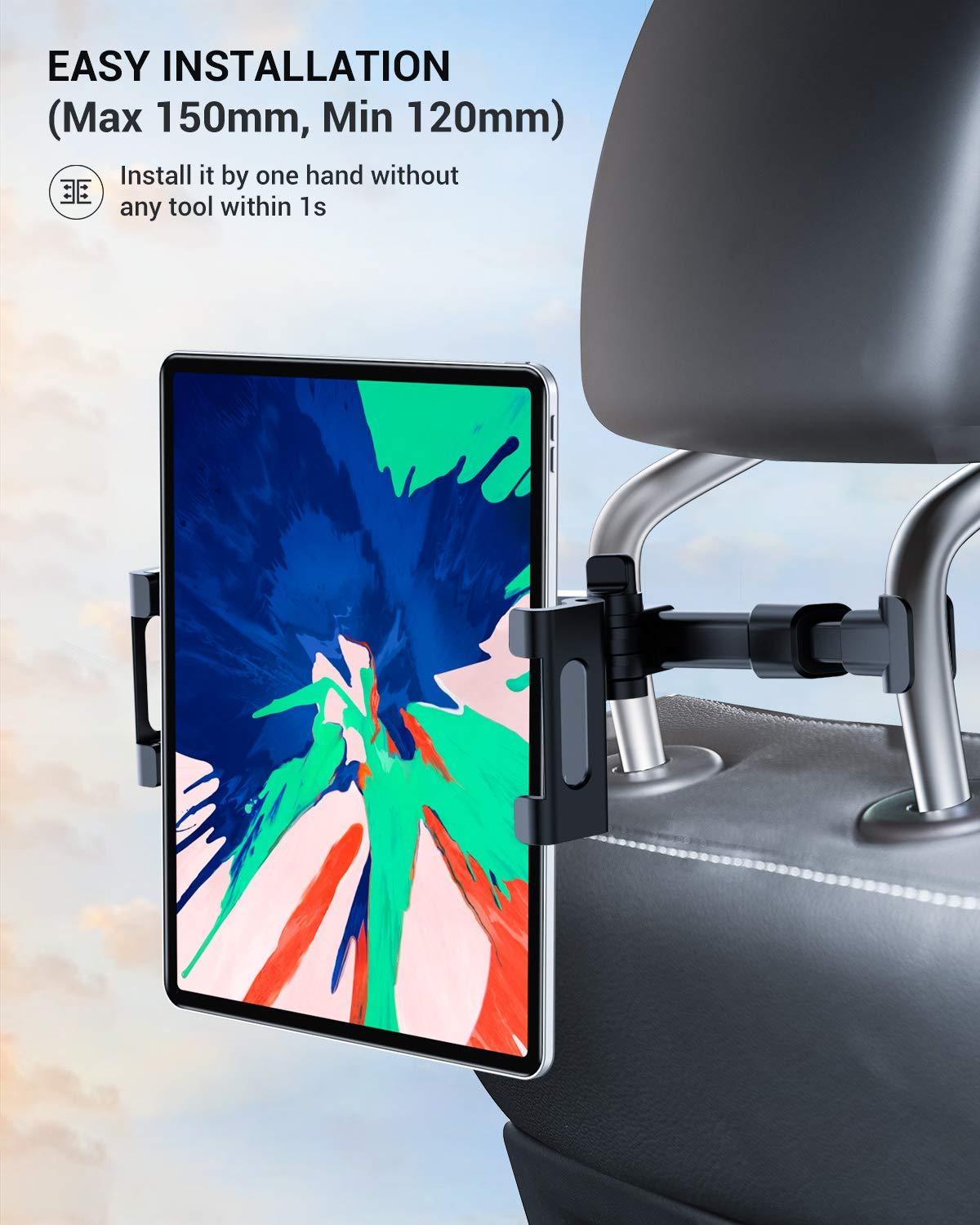 Eono Car Tablet Holder, Universal Stretchable Seat Headrest Mount with 360° Rotation, for 4.4-13 inch iPad Pro, Galaxy Tabs, HUAWEI MediaPad, Switch 1