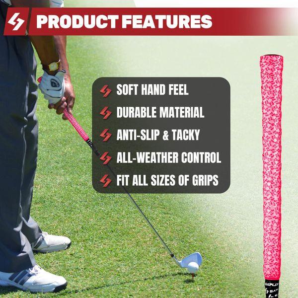 SAPLIZE Golf Grip Wrapping Tapes, 15-Pack Tacky PU Overgrip Tapes, New Regripping Solution for Golf Club Grips, Pink 1