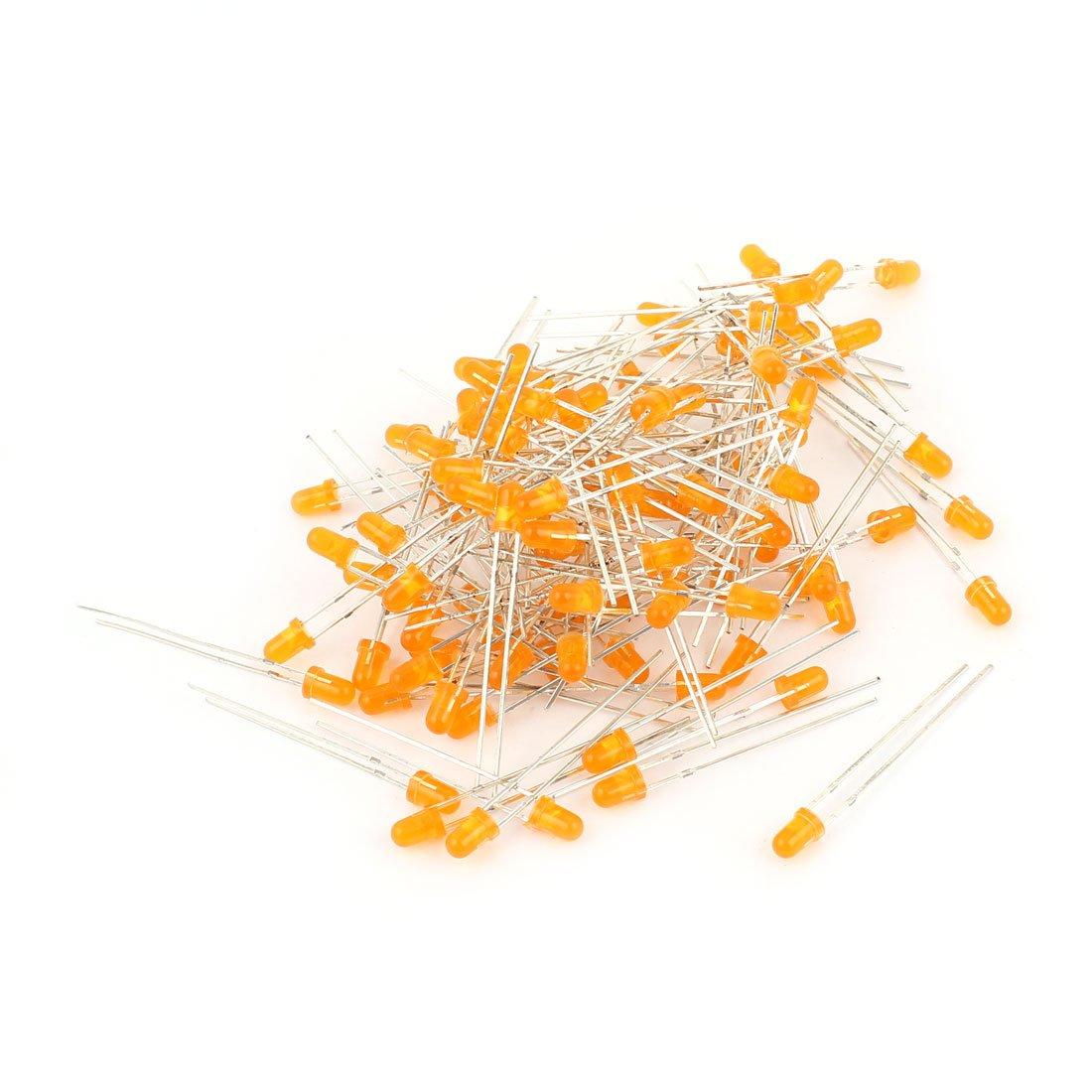 sourcingmap 100 Pcs 3mm Round Head LED Orange Light Emitting Diodes 0