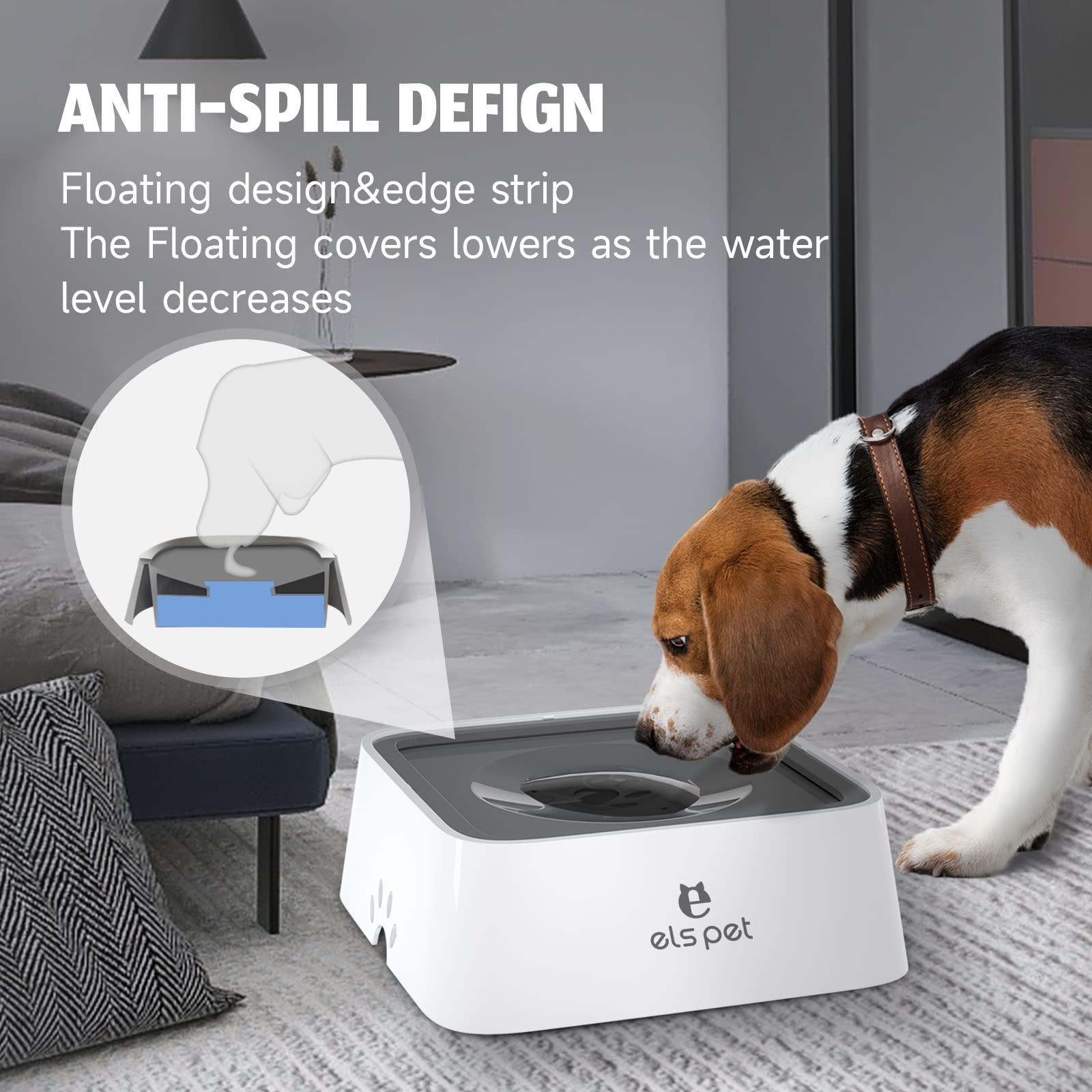 ELS PET Dog Water Bowl with Filter, Non Spill Slow Drink Pet Water Bowl, Non Slip Vehicle Carried Pet Water Bowl for Dog Cat Puppy, 2L Large Capacity 1