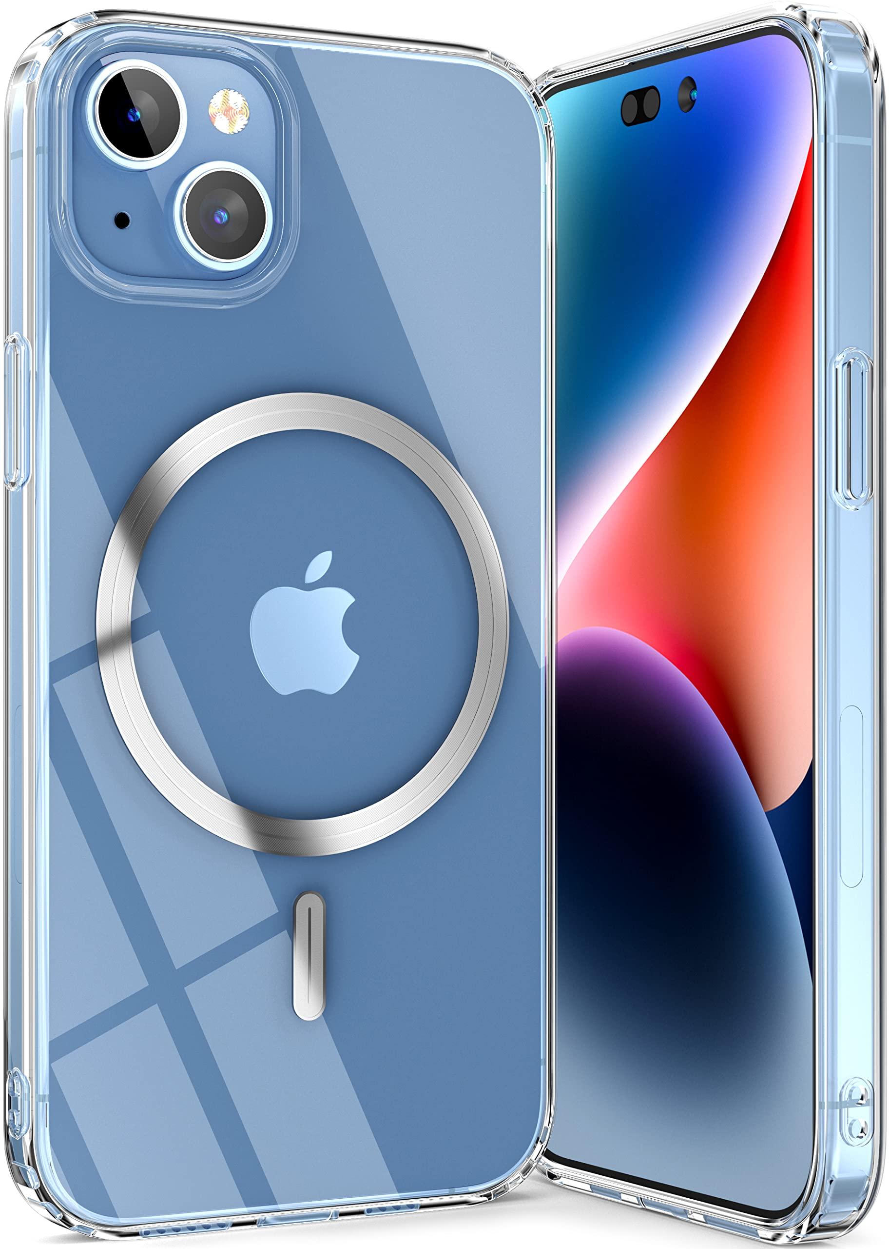 TORU MX Slim Clear Case for iPhone 14 Compatible with MagSafe | Magnetic Metal Circle for Wireless Charging | Slim Shockproof Heavy Duty Protection Cover | Non Yellowing Transparent Material 0