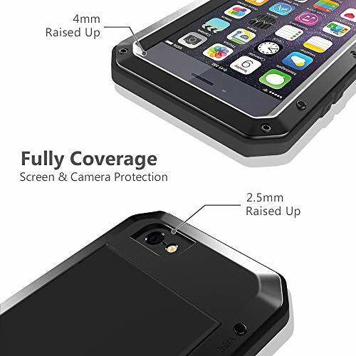 Lanhiem iPhone 6 Plus / 6s Plus Case, Heavy Duty Shockproof [Rugged Armour] Metal Case with Built-in Glass Screen, 360 Full Body Protective Cover for 6+ 6s Plus, Dust Proof Design -Black 4