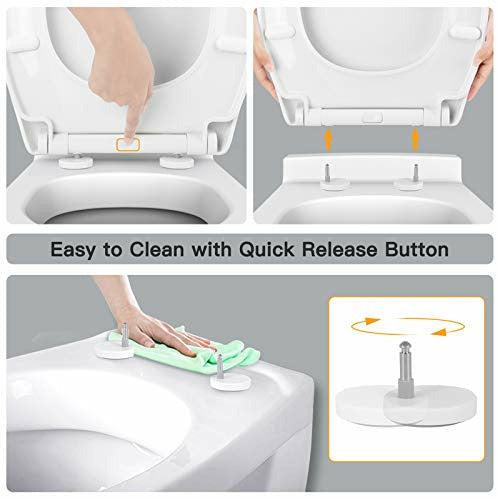 Pipishell Soft Close Toilet Seat, Toilet Seat with Quick Release for Easy Clean, Simple Top Fixing, Standard Toilet Seats White with Adjustable Hinges, O Shape 4